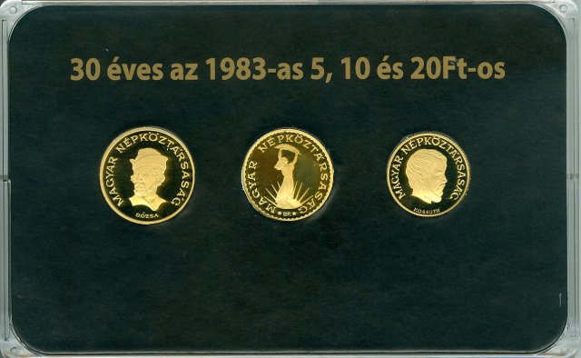 30 ves az 1983-as 5, 10 s 20 forintos arany fantziaveret bliszter