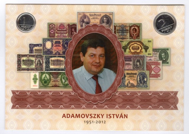 2012-es ezst fantziaveret 1 s 2 forint Adamovszky Istvn emlkbliszter