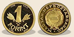 1983-as arany 1 forint  hivatalos pénzverdei fantaziaveret
