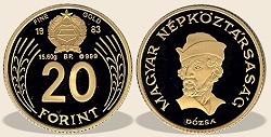 1983-as arany 20 forint  hivatalos pénzverdei fantaziaveret