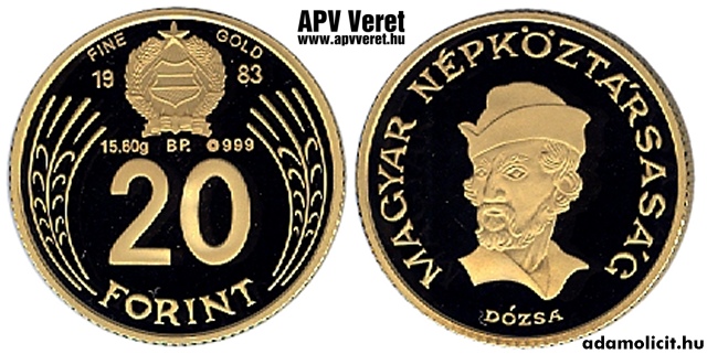 1983-as arany 20 forint  hivatalos pnzverdei fantaziaveret