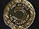1983-as arany 5 fillér  hivatalos pénzverdei fantaziaveret