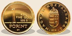 2012-es arany 1 forint  hivatalos pénzverdei fantaziaveret
