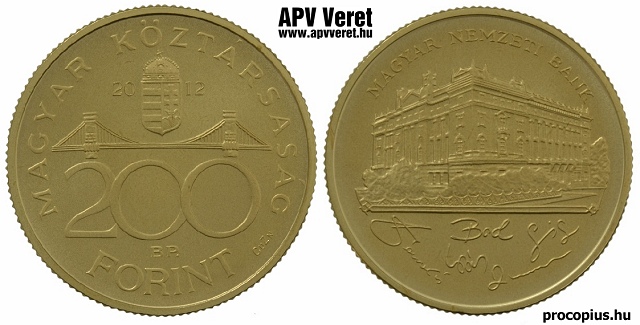 2012-es sárgaréz piefort 200 forint  hivatalos pénzverdei fantaziaveret