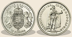 1895-ös ezüst 10 korona hivatalos pénzverdei fantáziaveret