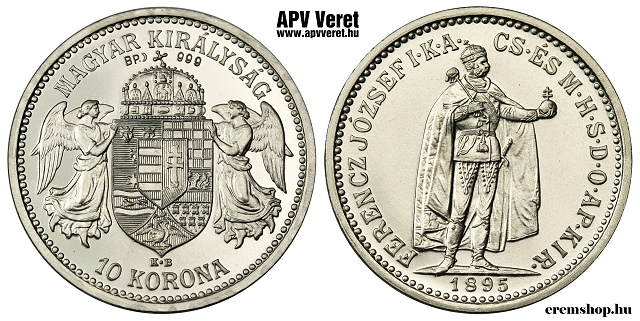 1895-s ezst 10 korona hivatalos pnzverdei fantziaveret