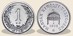 1906-os ezüst 1 fillér hivatalos pénzverdei fantáziaveret